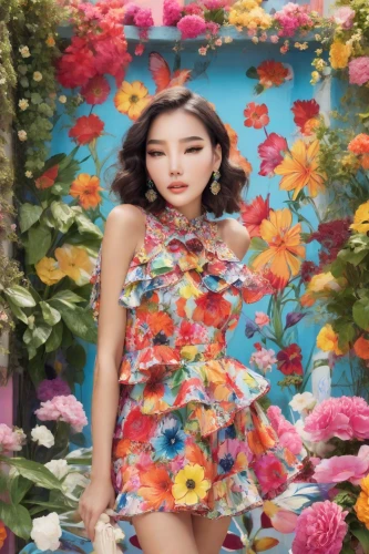 girl in flowers,floral background,flower fairy,floral,colorful floral,flower background,flower wall en,floral dress,beautiful girl with flowers,japanese floral background,floral frame,garden fairy,floral heart,vintage floral,floral japanese,flower garden,flower girl,retro flowers,falling flowers,flower dome,Photography,Realistic