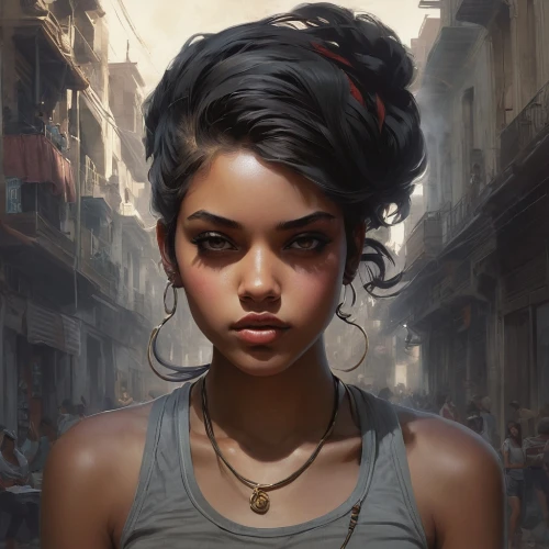 mystical portrait of a girl,girl portrait,world digital painting,fantasy portrait,rosa ' amber cover,young woman,digital painting,girl in a historic way,city ​​portrait,portrait of a girl,ancient egyptian girl,romantic portrait,young lady,sci fiction illustration,fantasy art,african american woman,jaya,cassia,oriental girl,the girl's face,Conceptual Art,Fantasy,Fantasy 11