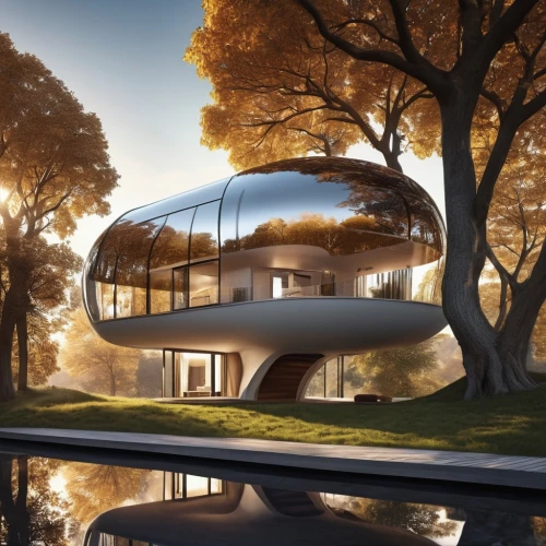 futuristic architecture,cubic house,dunes house,modern house,modern architecture,mirror house,cube house,mid century house,eco-construction,smart house,3d rendering,beautiful home,archidaily,luxury property,tree house,house by the water,frame house,cube stilt houses,inverted cottage,smart home,Photography,General,Realistic