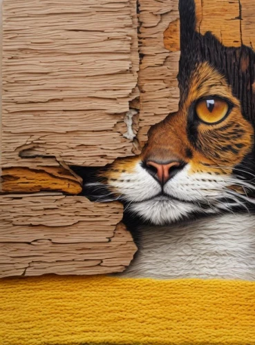 wood art,pencil art,meticulous painting,streetart,street art,urban street art,street artist,graffiti art,made of wood,toyger,street artists,bengal,painting technique,fabric painting,paper art,tabby cat,cardboard background,urban art,cats on brick wall,on wood,Common,Common,None