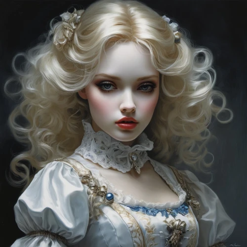 victorian lady,white lady,female doll,porcelain dolls,painter doll,gothic portrait,fantasy portrait,artist doll,porcelain doll,doll's facial features,mystical portrait of a girl,vintage doll,vampire lady,portrait of a girl,romantic portrait,baroque angel,vampire woman,blonde woman,girl doll,white rose snow queen,Conceptual Art,Fantasy,Fantasy 12