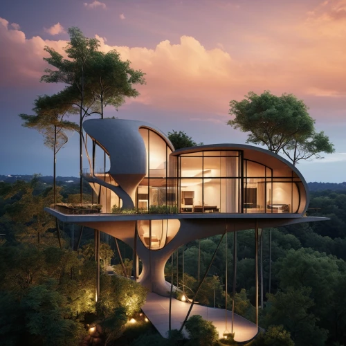 tree house hotel,tree house,futuristic architecture,treehouse,dunes house,cubic house,floating island,house in the forest,cube stilt houses,modern architecture,luxury property,sky space concept,modern house,beautiful home,eco hotel,sky apartment,cube house,luxury real estate,mirror house,treetops,Photography,General,Realistic