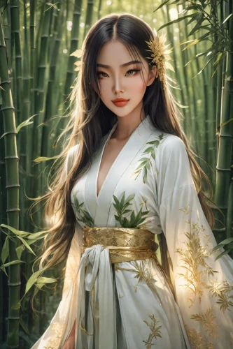 oriental princess,ao dai,vietnamese woman,geisha,junshan yinzhen,asian vision,oriental girl,fantasy portrait,jasmine blossom,portrait background,hanbok,bamboo,asian costume,world digital painting,geisha girl,oriental painting,mulan,phuquy,wuchang,asian woman,Photography,Natural