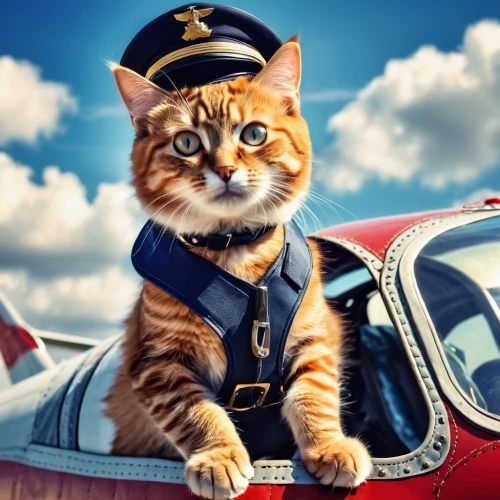 cat sparrow,traffic cop,red cat,cat image,officer,red tabby,vintage cat,fighter pilot,flight engineer,aegean cat,aviation,helicopter pilot,inspector,airplane passenger,cat european,flight attendant,cartoon cat,tom cat,airline travel,car service,Photography,General,Realistic