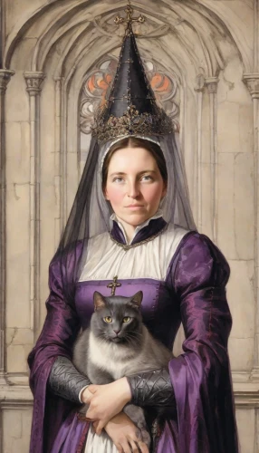 napoleon cat,gothic portrait,cat sparrow,portrait of christi,cat portrait,cat european,cat image,porcelaine,cat,joan of arc,cat child,girl with dog,nuncio,bishop,la violetta,child portrait,tudor,löwchen,figaro,girl in a historic way,Digital Art,Comic