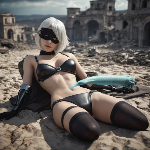 tiber riven,a200,cosplay image,beached,dark beach,wasteland,dollfie,femme fatale,cosplay,black cat,agent provocateur,the beach pearl,ruin,gentiana,cosplayer,hallia venezia,kojima,sand fox,post apocalyptic,piko