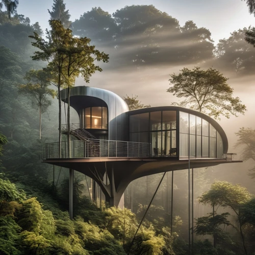 tree house hotel,tree house,futuristic architecture,cubic house,house in the forest,treehouse,dunes house,mirror house,cube house,house in mountains,house in the mountains,cube stilt houses,futuristic landscape,eco hotel,japanese architecture,beautiful home,frame house,sky space concept,modern architecture,eco-construction,Photography,General,Realistic
