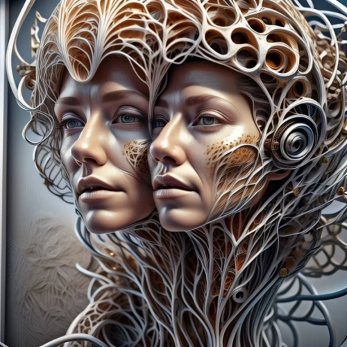 biomechanical,fractals art,sci fiction illustration,tangle,connections,dryad,tendrils,neural network,meridians,cybernetics,mandelbulb,neural pathways,medusa,connected,synapse,gemini,mirror of souls,fractal design,connectedness,interlaced