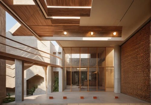 daylighting,corten steel,3d rendering,archidaily,school design,block balcony,modern office,courtyard,glass facade,inside courtyard,modern architecture,wooden facade,hallway space,jewelry（architecture）,render,build by mirza golam pir,contemporary,kirrarchitecture,folding roof,interior modern design,Photography,General,Natural
