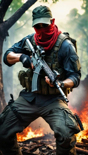 red army rifleman,bandana background,mobile video game vector background,smoke background,fire background,free fire,edit icon,grenadier,aaa,4k wallpaper,gi,sniper,battlefield,shooter game,bandit theft,special forces,mercenary,tactical,assault,patrol,Illustration,American Style,American Style 08