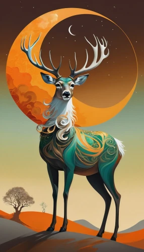 deer illustration,manchurian stag,stag,elk,glowing antlers,deer bull,pere davids deer,deer,gold deer,antelope,caribou,horoscope taurus,deers,deer drawing,the zodiac sign taurus,european deer,kudu,oryx,elk bull,young-deer,Illustration,Realistic Fantasy,Realistic Fantasy 16