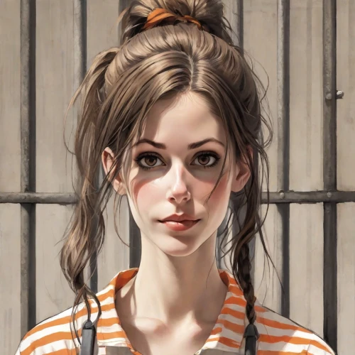 girl portrait,portrait of a girl,young woman,prisoner,portrait background,girl in a long,girl with cereal bowl,clementine,artist portrait,girl in t-shirt,the girl's face,girl with bread-and-butter,the girl in nightie,cigarette girl,illustrator,waitress,hairtie,fantasy portrait,girl in the kitchen,woman portrait,Digital Art,Comic