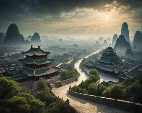 xi'an,chinese architecture,guilin,chinese background,china,yunnan,nanjing,beijing,beijing or beijing,chinese clouds,chinese art,ancient city,chinese temple,wuyi,asian architecture,zhangjiajie,world digital painting,great wall of china,hall of supreme harmony,xing yi quan,Conceptual Art,Fantasy,Fantasy 05