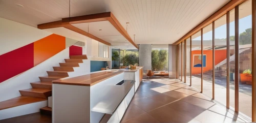 mid century house,smart house,mid century modern,interior modern design,daylighting,dunes house,smart home,contemporary decor,cubic house,modern architecture,modern house,cube house,modern decor,sliding door,hallway space,wooden stair railing,outside staircase,californian white oak,archidaily,hardwood floors,Photography,General,Natural