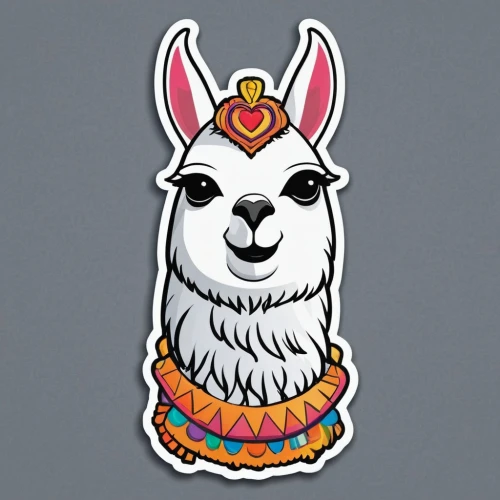 llama,lama,llamas,vicuña,bazlama,alpaca,easter lamb,anglo-nubian goat,zoroastrian novruz,goatflower,alpacas,kawaii animal patches,altiplano,wool sheep,heraldic animal,ovis gmelini aries,khamsa,lamb,guanaco,lampenpuzergras,Unique,Design,Sticker