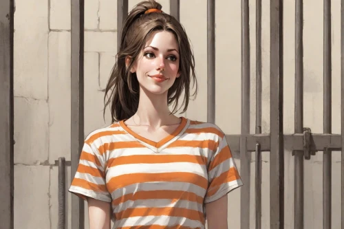 girl in t-shirt,girl in a long,striped background,the girl at the station,girl portrait,prisoner,world digital painting,portrait background,young woman,digital painting,clementine,isolated t-shirt,portrait of a girl,girl on the stairs,girl sitting,girl in a historic way,horizontal stripes,the girl in nightie,girl drawing,lori,Digital Art,Comic