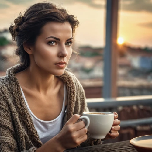 woman drinking coffee,woman at cafe,girl with cereal bowl,tea zen,drinking coffee,a cup of coffee,cup of coffee,hot coffee,café au lait,women at cafe,coffee time,autumn hot coffee,coffee background,coffee break,non-dairy creamer,woman thinking,tea drinking,espresso,coffee,cups of coffee,Photography,General,Realistic