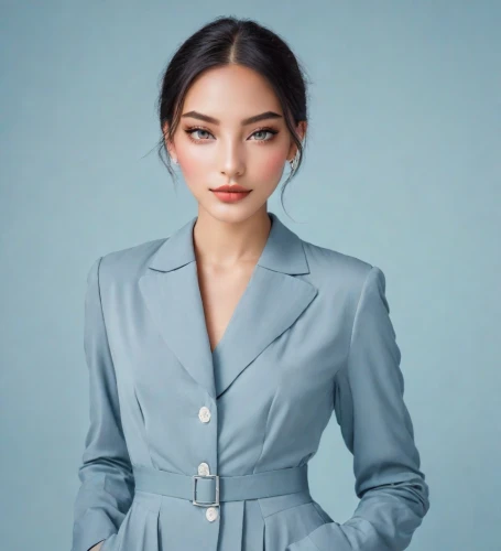 business girl,business woman,navy suit,bolero jacket,businesswoman,pantsuit,elegant,fashion vector,suit,secretary,business angel,phuquy,portrait background,vietnamese,wedding suit,woman in menswear,realdoll,executive,light blue,kazakhstan,Photography,Realistic