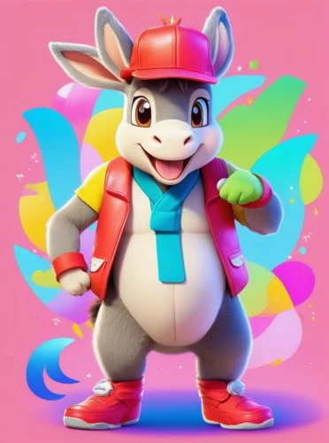 rainbow rabbit,cangaroo,mascot,the mascot,cute cartoon character,pubg mascot,thumper,ox,knuffig,donkey,banjo bolt,game character,deco bunny,pixaba,burmilla,zunzuncito,electric donkey,bunny,tiktok icon,pambazo,Illustration,Japanese style,Japanese Style 02