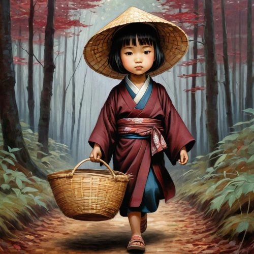 geisha girl,japanese art,world digital painting,geisha,little girl with umbrella,japanese woman,chinese art,oriental girl,asian conical hat,japanese culture,oriental painting,little girl in wind,oriental,japanese doll,asian costume,japanese style,buddhist monk,the japanese doll,oriental princess,vietnamese woman,Illustration,Realistic Fantasy,Realistic Fantasy 34