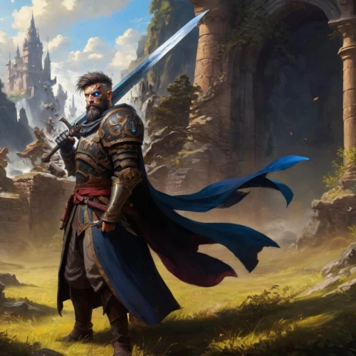 heroic fantasy,massively multiplayer online role-playing game,dane axe,prejmer,castleguard,fantasy picture,fantasy art,paladin,cg artwork,the wanderer,fantasy warrior,game illustration,male elf,northrend,dwarf sundheim,fantasy portrait,excalibur,thorin,swordsman,fantasy landscape