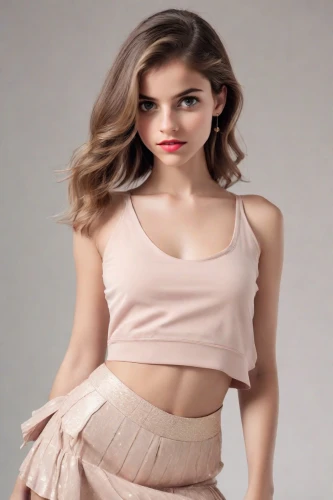 pink background,crop top,social,cotton top,model doll,model,skirt,tube top,modeling,doll paola reina,see-through clothing,romantic look,beautiful model,female model,mauve,elegant,teen,women's clothing,tutu,lycia,Photography,Natural