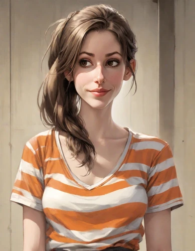 girl in t-shirt,girl portrait,portrait background,girl studying,portrait of a girl,young woman,girl with cereal bowl,clementine,cotton top,digital painting,girl drawing,waitress,illustrator,striped background,girl in a long,cute cartoon character,librarian,artist portrait,girl sitting,the girl's face,Digital Art,Comic