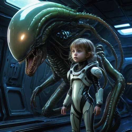 alien,capricorn mother and child,father with child,alien warrior,aliens,father and daughter,valerian,child monster,mother and child,predator,apiarium,carapace,argus,rex,lost in space,sci fi,scorpio,little boy and girl,alien invasion,mother with child,Illustration,Realistic Fantasy,Realistic Fantasy 03
