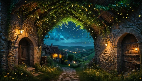 fantasy picture,fantasy landscape,fairy village,hobbiton,fantasy art,fairy tale,fairy door,fairytale,a fairy tale,children's fairy tale,enchanted forest,3d fantasy,enchanted,fairy tales,fairy world,fairytales,magical adventure,fantasy world,fairytale forest,world digital painting,Photography,General,Fantasy