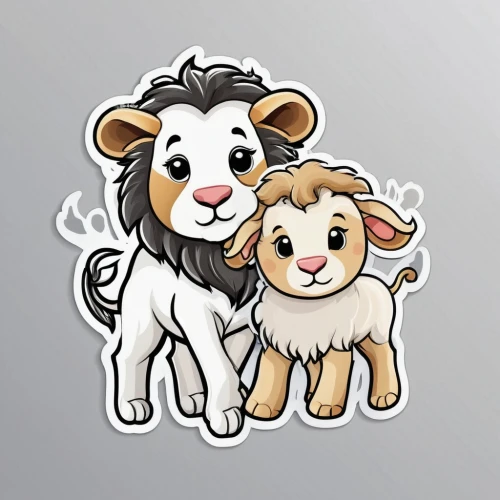 cow-goat family,animal stickers,two sheep,cow icon,two cows,lamb and mutton,cow with calf,bull and terrier,lion with cub,lion children,shear sheep,lambs,baby sheep,mother cow,white lion family,sheep,two lion,moo,horse with cub,lamb,Unique,Design,Sticker