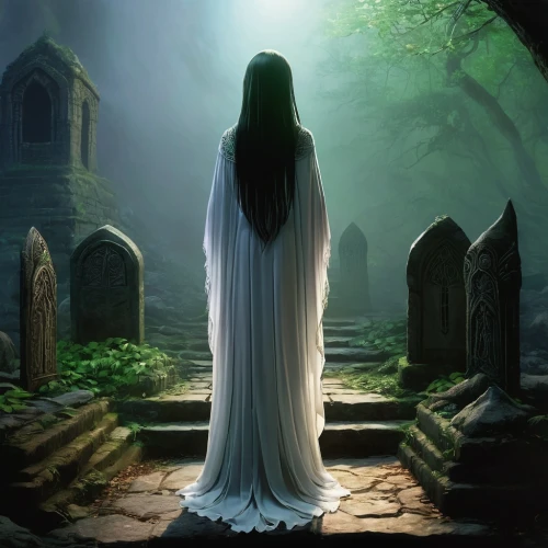 dead bride,dance of death,angel of death,of mourning,burial ground,life after death,death angel,sepulchre,grave light,priestess,gothic woman,grave stones,coffin,mourning,gothic portrait,sorrow,mortality,tombstones,grim reaper,gravestones,Illustration,Realistic Fantasy,Realistic Fantasy 33