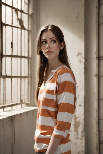 girl in t-shirt,clove,horizontal stripes,striped background,young woman,british actress,liberty cotton,long-sleeved t-shirt,beautiful young woman,prisoner,pretty young woman,photo session in torn clothes,cotton top,girl in a long,isolated t-shirt,in a shirt,against the current,teen,lori,female model,Photography,Natural