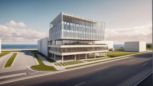biotechnology research institute,new building,glass facade,modern building,office building,3d rendering,office buildings,new city hall,modern office,modern architecture,business centre,arq,solar cell base,appartment building,mclaren automotive,glass building,knokke,archidaily,research institute,corporate headquarters,Photography,General,Realistic