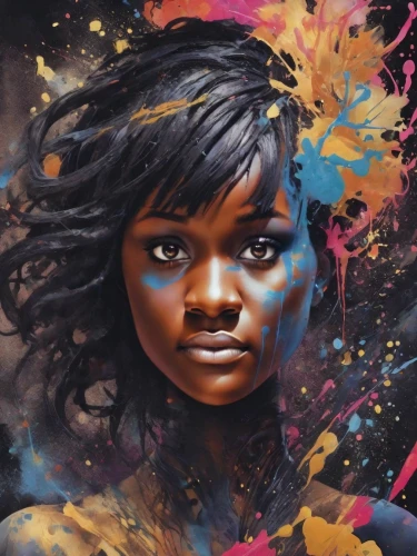 world digital painting,mystical portrait of a girl,digital painting,painting technique,girl portrait,bjork,digital art,african woman,artist color,chalk drawing,illustrator,bonobo,fantasy portrait,digital artwork,art painting,mali,cmyk,bodypainting,the festival of colors,bodypaint