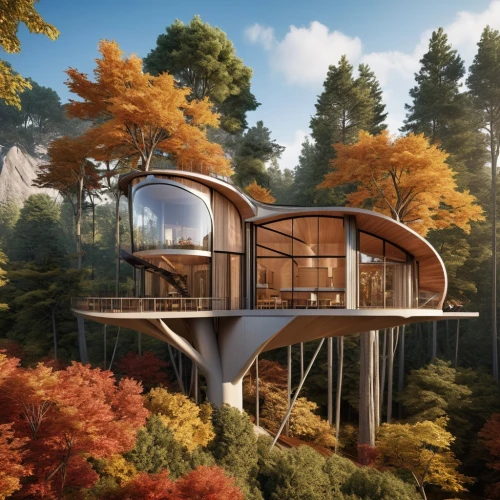 tree house hotel,tree house,house in the forest,house in the mountains,treehouse,house in mountains,the cabin in the mountains,futuristic architecture,dunes house,cubic house,modern house,timber house,mid century house,inverted cottage,eco-construction,modern architecture,beautiful home,frame house,eco hotel,autumn camper,Photography,General,Realistic