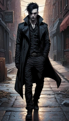 daemon,overcoat,black coat,a pedestrian,trench coat,pedestrian,frock coat,black crow,jack rose,sci fiction illustration,walking man,robert harbeck,the wanderer,john doe,whitby goth weekend,black city,goth subculture,renegade,blind alley,halloween frankenstein