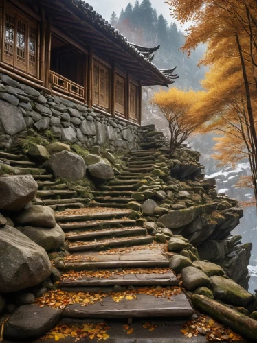 autumn in japan,japan landscape,south korea,golden pavilion,asian architecture,winding steps,japanese architecture,autumn scenery,autumn landscape,the golden pavilion,kinkaku-ji,house in mountains,wooden path,beautiful japan,autumn mountains,autumn background,fall landscape,stone stairs,stone stairway,stone pagoda,Photography,General,Natural