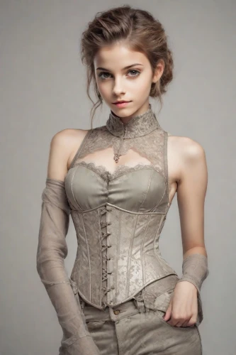 bodice,corset,see-through clothing,women's clothing,breastplate,victorian lady,women clothes,elegant,bridal clothing,photoshop manipulation,image manipulation,antique background,young woman,silver,attractive woman,portrait background,fashion vector,steampunk,vintage woman,female model,Photography,Realistic