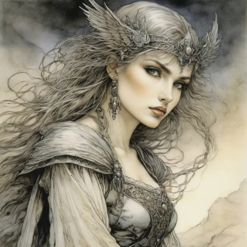 faery,faerie,fantasy art,the snow queen,sorceress,fantasy woman,fantasy portrait,the enchantress,heroic fantasy,elven,white rose snow queen,fae,dark elf,harpy,dryad,fairy queen,celtic queen,fairy tale character,fantasy picture,cybele,Illustration,Retro,Retro 25