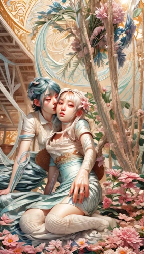 the sleeping rose,vintage fairies,idyll,rococo,serenade,the hands embrace,disney rose,a fairy tale,way of the roses,magnolias,kiss flowers,cinderella,scent of roses,floral greeting,porcelain rose,embrace,hare krishna,falling flowers,culture rose,young couple