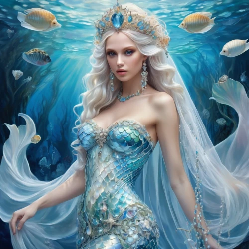 the zodiac sign pisces,mermaid background,god of the sea,the sea maid,fantasy art,merfolk,water nymph,ice queen,mermaid,fairy queen,believe in mermaids,fantasy picture,fantasy portrait,blue enchantress,the snow queen,rusalka,mermaid vectors,pisces,aquarius,zodiac sign libra,Illustration,Realistic Fantasy,Realistic Fantasy 37