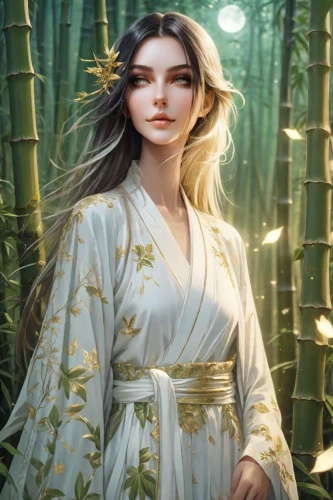 oriental princess,junshan yinzhen,jasmine blossom,ao dai,wuchang,bamboo flute,geisha,oriental painting,fantasy portrait,chinese art,yi sun sin,xing yi quan,white blossom,oriental girl,kimono,fantasy picture,scent of jasmine,mukimono,japanese art,mystical portrait of a girl,Photography,Natural