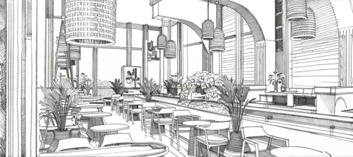 paris cafe,dining room,wine bar,piano bar,a restaurant,the coffee shop,cafe,soda fountain,bistro,cafeteria,liquor bar,tearoom,coffee shop,new york restaurant,ice cream parlor,diner,dining,big kitchen,breakfast room,fine dining restaurant,Design Sketch,Design Sketch,Hand-drawn Line Art