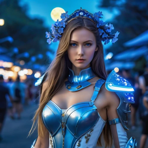 blue enchantress,fantasy woman,asian costume,blue heart,cinderella,neon body painting,cosplayer,fantasy girl,cosplay image,ice queen,valerian,azure,priestess,faerie,bodypaint,the enchantress,sorceress,fantasy warrior,luminous,cosplay,Photography,General,Realistic