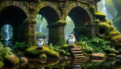 bird kingdom,bird bird kingdom,fairy village,owl nature,fantasy landscape,whimsical animals,3d fantasy,cartoon forest,owl background,fantasy picture,owls,perched birds,scandia gnomes,druid grove,gnomes,fairy world,cartoon video game background,fairy house,penguin parade,guards of the canyon,Photography,General,Fantasy