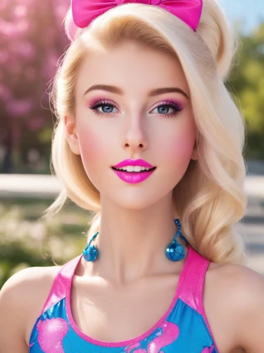 barbie,barbie doll,realdoll,doll's facial features,elsa,female doll,pink beauty,doll paola reina,model doll,fashion doll,pink hat,fashion dolls,pink bow,neon makeup,disney character,lycia,tiktok icon,beautiful model,girl doll,princess' earring,Photography,Natural