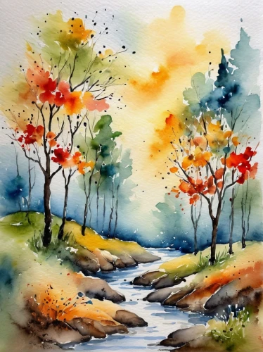 watercolor background,watercolor tree,watercolor leaves,watercolor,autumn landscape,watercolor painting,fall landscape,water color,watercolor paint,water colors,watercolors,watercolour,watercolor pine tree,watercolor paper,watercolor paint strokes,watercolor tea,autumn background,autumn trees,watercolor sketch,river landscape,Illustration,Paper based,Paper Based 24