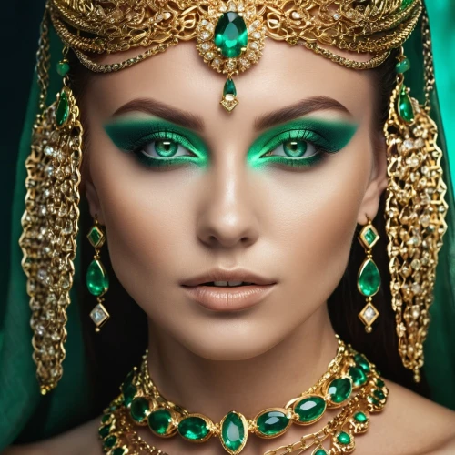 cleopatra,emerald,miss circassian,gold jewelry,adornments,jewellery,diadem,bridal jewelry,emerald lizard,lily of the nile,ancient egyptian girl,venetian mask,headdress,bridal accessory,cuban emerald,celtic queen,jewelry,anahata,priestess,beauty face skin,Photography,General,Realistic