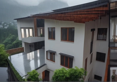 house in mountains,house in the mountains,block balcony,3d rendering,render,modern house,residential house,chalet,wooden house,build by mirza golam pir,beautiful home,private house,timber house,eco-construction,asian architecture,roof landscape,balcony garden,two story house,apartment house,apartment building,Photography,General,Realistic