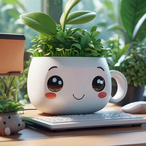 kawaii cactus,tea zen,tea cup fella,desk accessories,garden pot,money plant,plant pot,office cup,planter,coffee tumbler,printed mugs,pot plant,kawaii panda emoji,container plant,flower pot,mixed cup plant,potted plant,coffee mug,tea plant,flowerpot,Unique,3D,3D Character